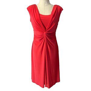Chaps Ralph Lauren A Line Midi Dress Large L Coral Orange Sleeveless Washable